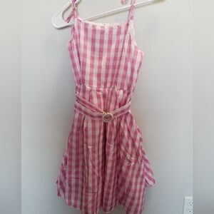 Pink Gingham Sleeveless Dress